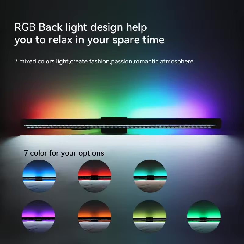 LumeScape RGB Monitor Light Bar illuminating a PC setup with vibrant backlighting